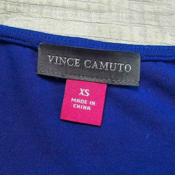 Vince Camuto Royal Blue Short Sleeve Striped Blouse Womens XS Sheer Round Neck - Picture 4 of 5